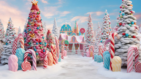 whimsical colorful christmas treesの素材