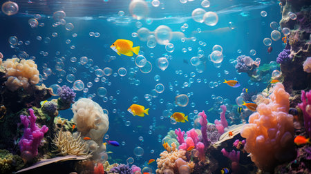 coral under water bubblesの素材