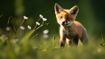 meadow baby red foxの素材