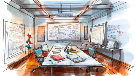 innovation boardroom office workersの素材