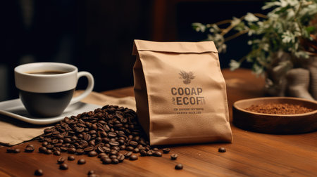 rustic coffee bag mock upの素材