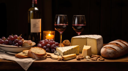 baked bread wine and cheeseの素材