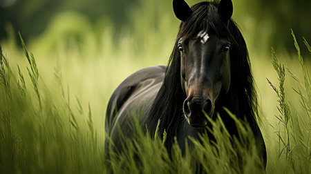 relaxed black horse faceの素材