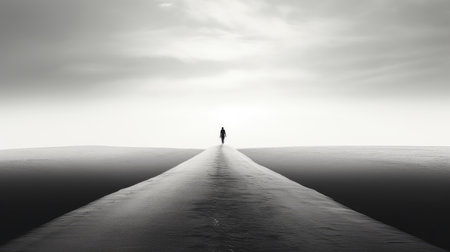 solitude black and white roadの素材