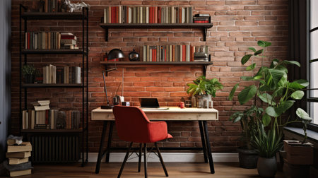 shelves brick wall roomの素材