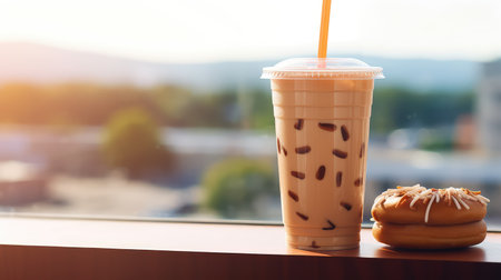 morning dunkin donuts iced coffeeの素材