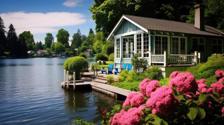 waterfront lake housesの素材