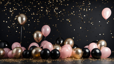 balloons pink confetti backgroundの素材