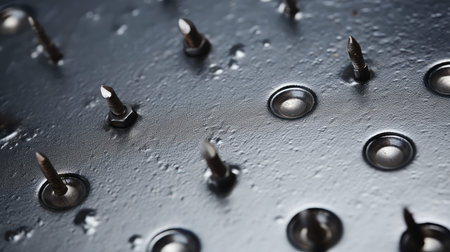 shiny metal plate with screwsの素材