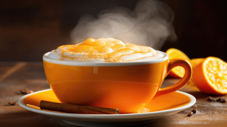 steaming orange coffeeの素材