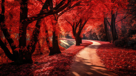 vibrant fall leaves redの素材