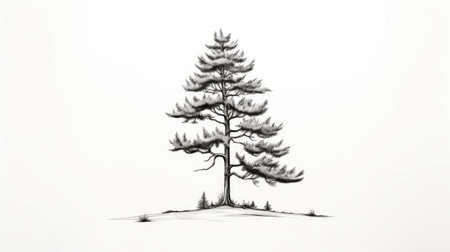 sketch hand drawn pine treesの素材