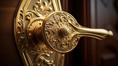 wooden gold door handleの素材
