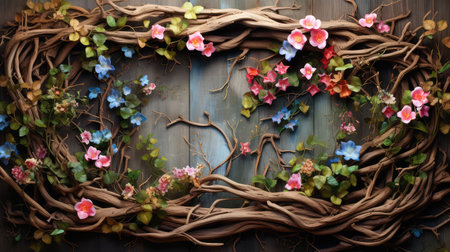 trellis flowers and woodの素材