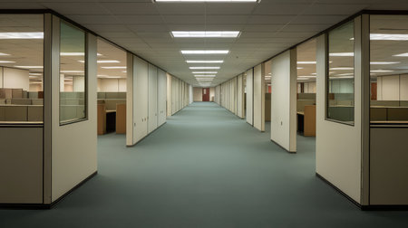 bare empty office cubicleの素材