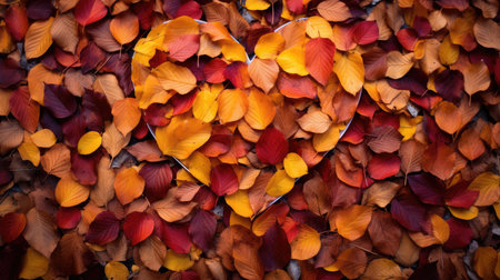foliage fall leaves heartの素材