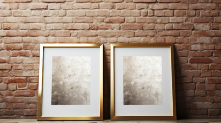 brick mock up gold frameの素材