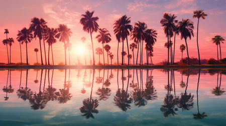 serene pink palm treesの素材