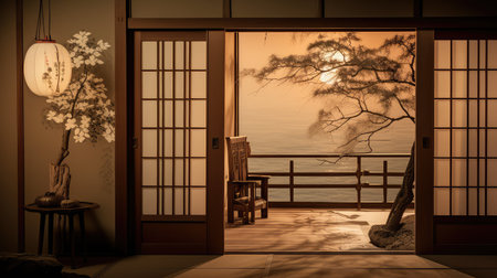 paper open door with lightの素材