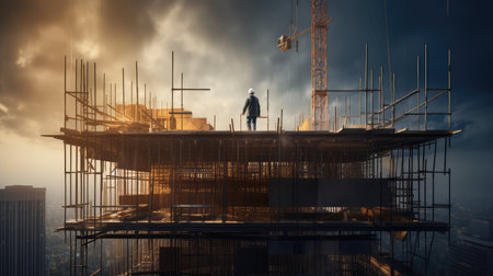 worker office building under constructionの素材