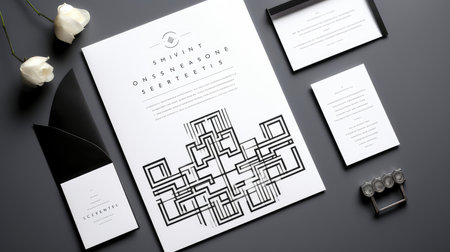 contemporary black and white wedding invitationの素材