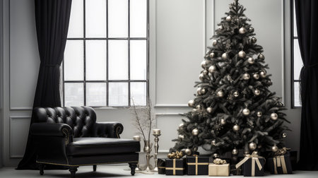 ornaments christmas tree black and whiteの素材