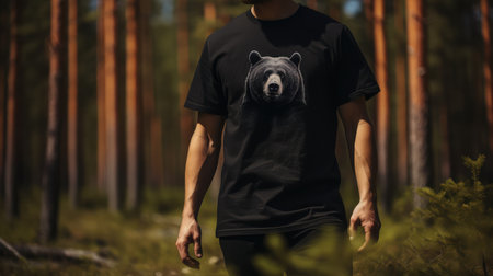 bear t-shirt black mockupの素材