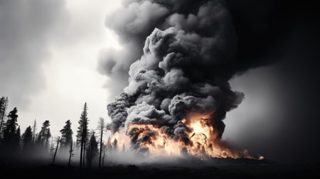 devastation fire black and whiteの素材