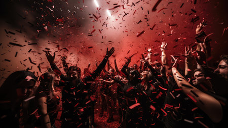 celebration red and black confettiの素材