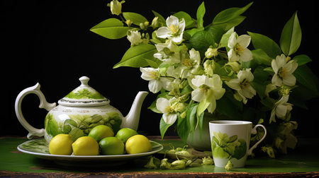 nature green tea flowerの素材