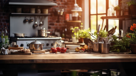 island kitchen blur backgroundの素材
