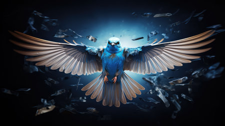 wings blue bird flyingの素材