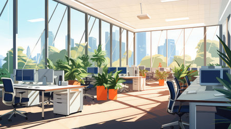 light office space illustrationの素材