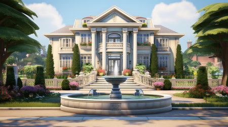 mansion suburban house frontの素材