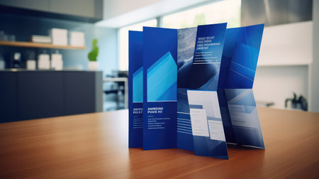 design trifold brochure blueの素材