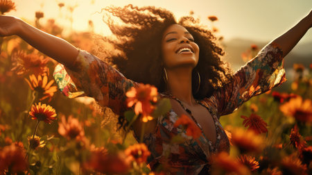 happiness black woman happyの素材