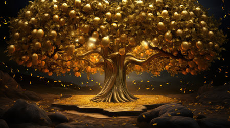 lush gold apple treeの素材