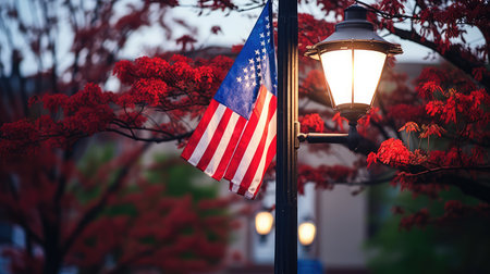 flag red white and blue bannerの素材