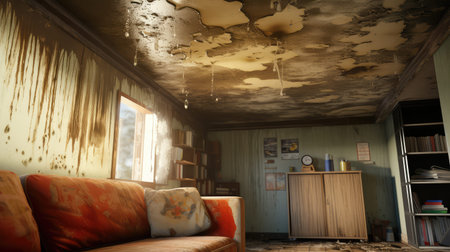 roof water damage to homeの素材