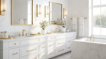 fixtures white marble with goldの素材