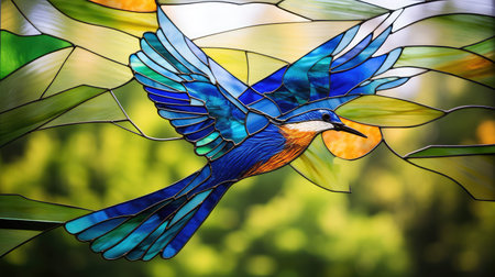 soaring stained glass birdの素材