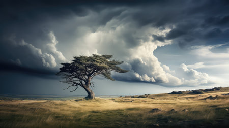 storm trees blowing in windの素材