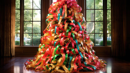 holiday ribbon christmas treeの素材