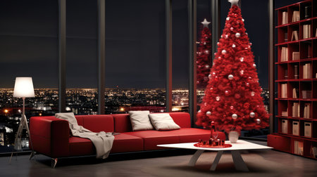 sleek red christmas treeの素材