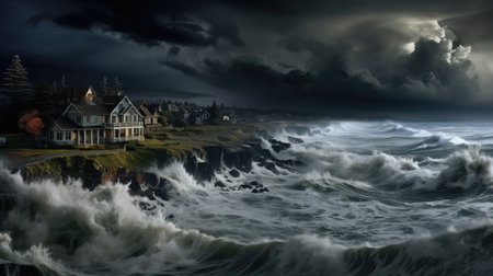 clouds storm over houseの素材