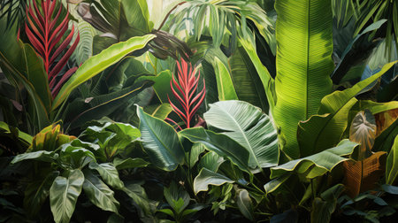 sunlight tropical leaves setの素材