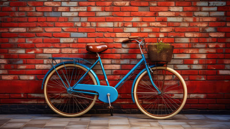 bicycle vintage metal red and blueの素材