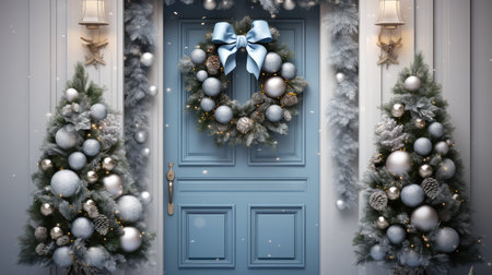 silver merry christmas graphic blueの素材