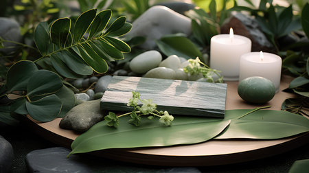 nature green leaf invitationの素材