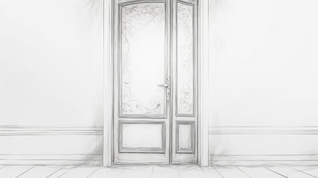 etched line drawing doorの素材